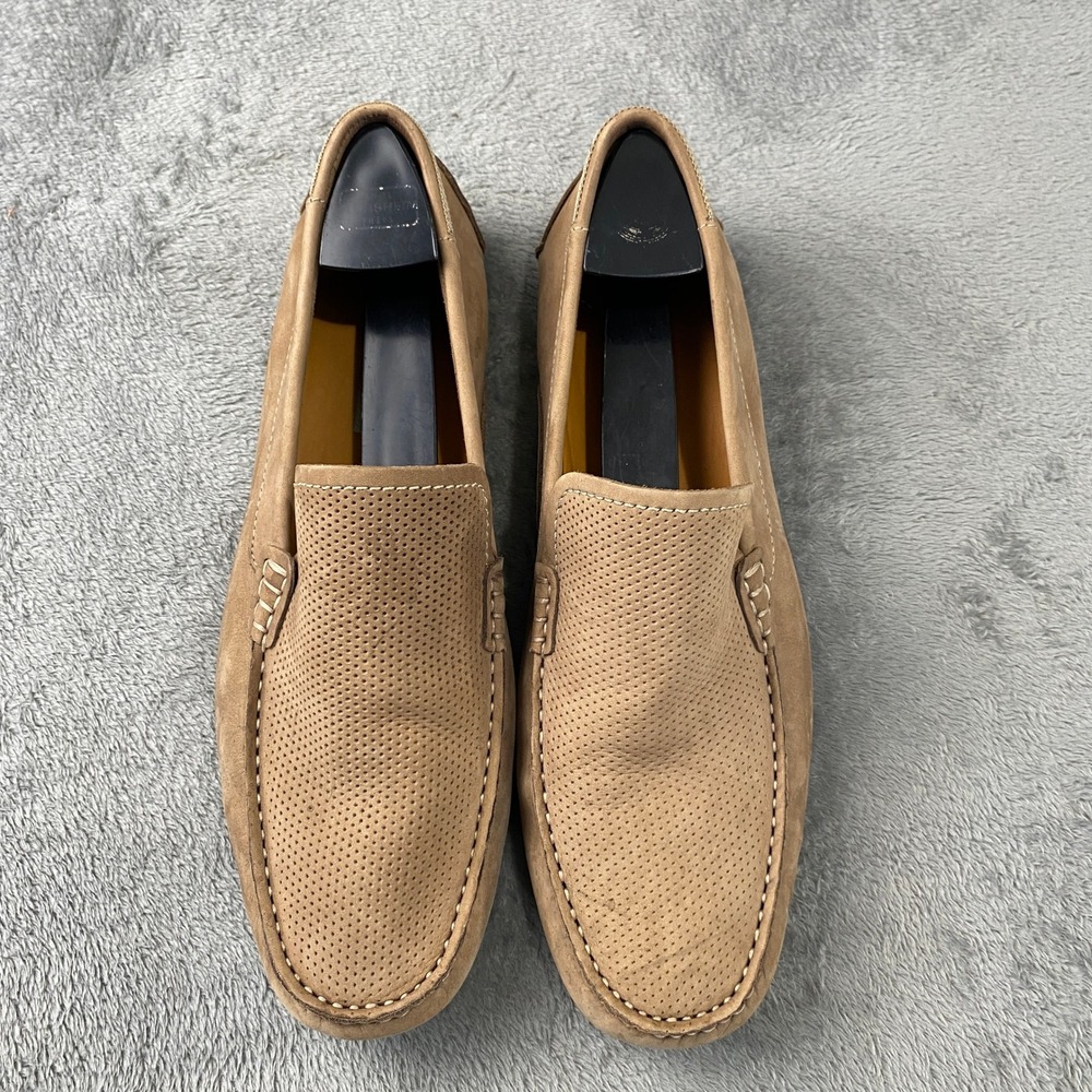 Steve Madden Loafers Mens 10.5 Taupe P-Esteem Perforated Leather Driving Shoes